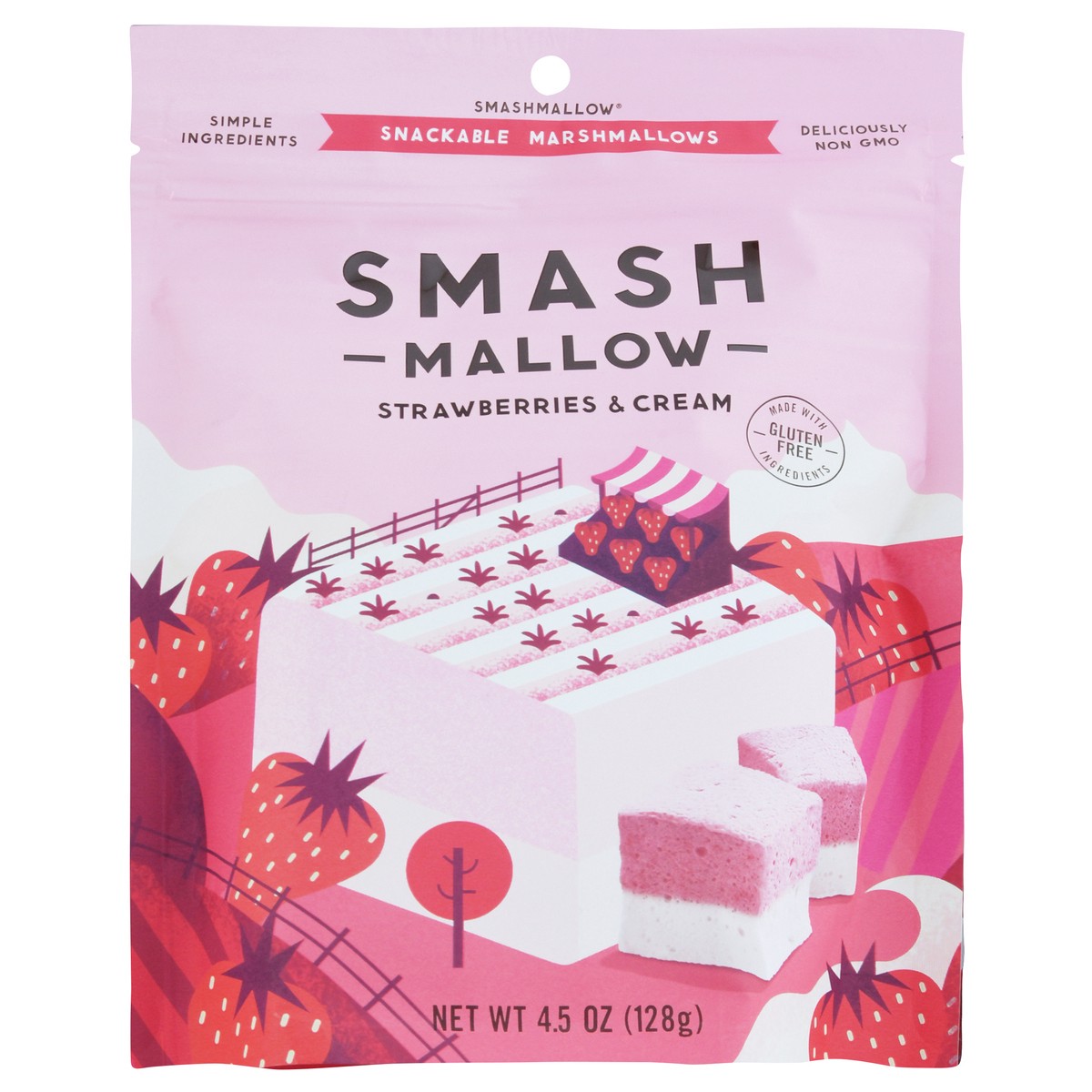 slide 1 of 12, SmashMallow Strawberries & Cream Snackable Marshmallows 4.5 oz, 4.5 oz