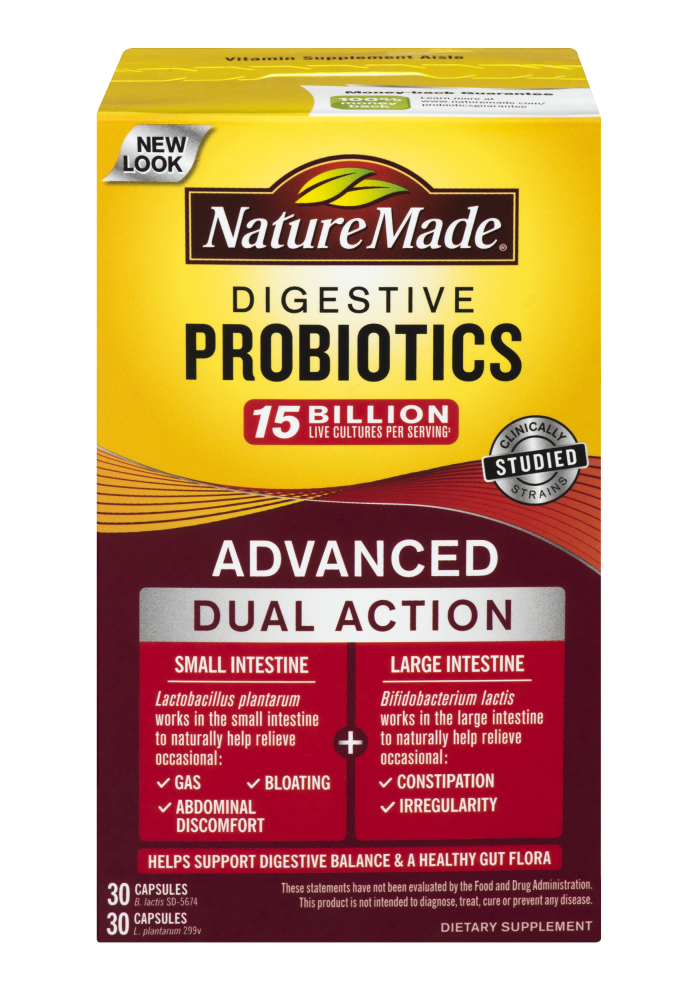 slide 1 of 1, Nature Made Advanced Dual Action Digestive Probiotics, 60 ct