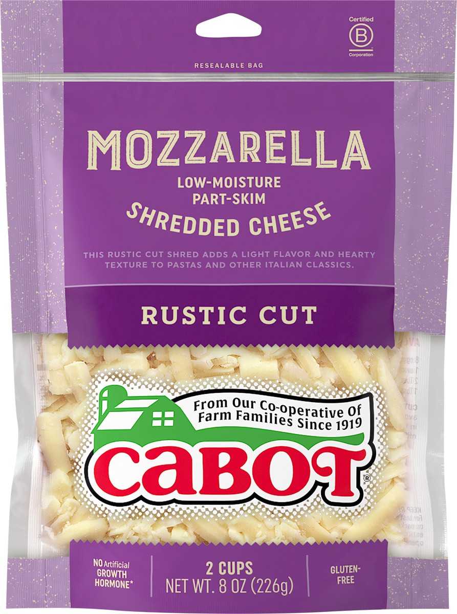 slide 2 of 3, Cabot Creamery Mozzarella Part-Skim Rustic Cut Shredded Cheese 8 oz, 8 oz