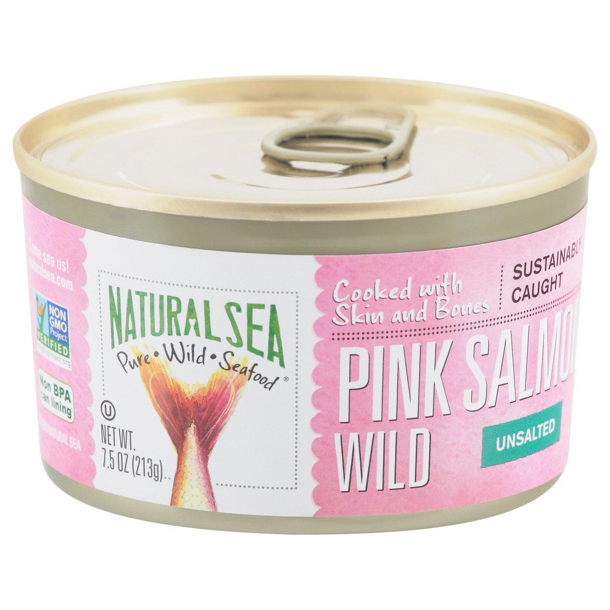 slide 2 of 9, Natural Sea Unsalted Wild Pink Salmon 7.5 oz, 7.5 oz