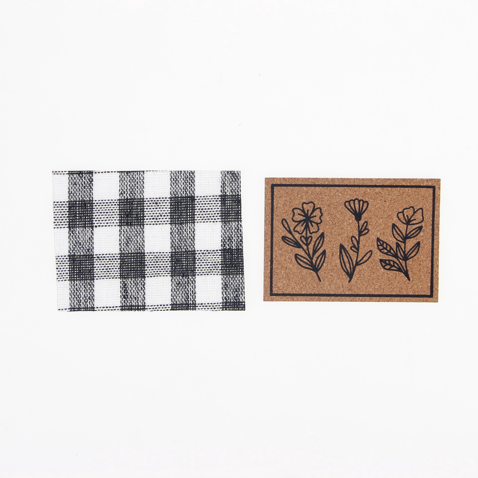 slide 2 of 3, Mini Plaid & Natural Flower Doormat By Make Market, 2.95 in x 2.2 in