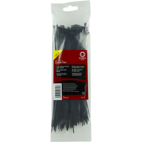 slide 1 of 5, GE Power GEar Cable Ties, Black, 100 ct; 8 in