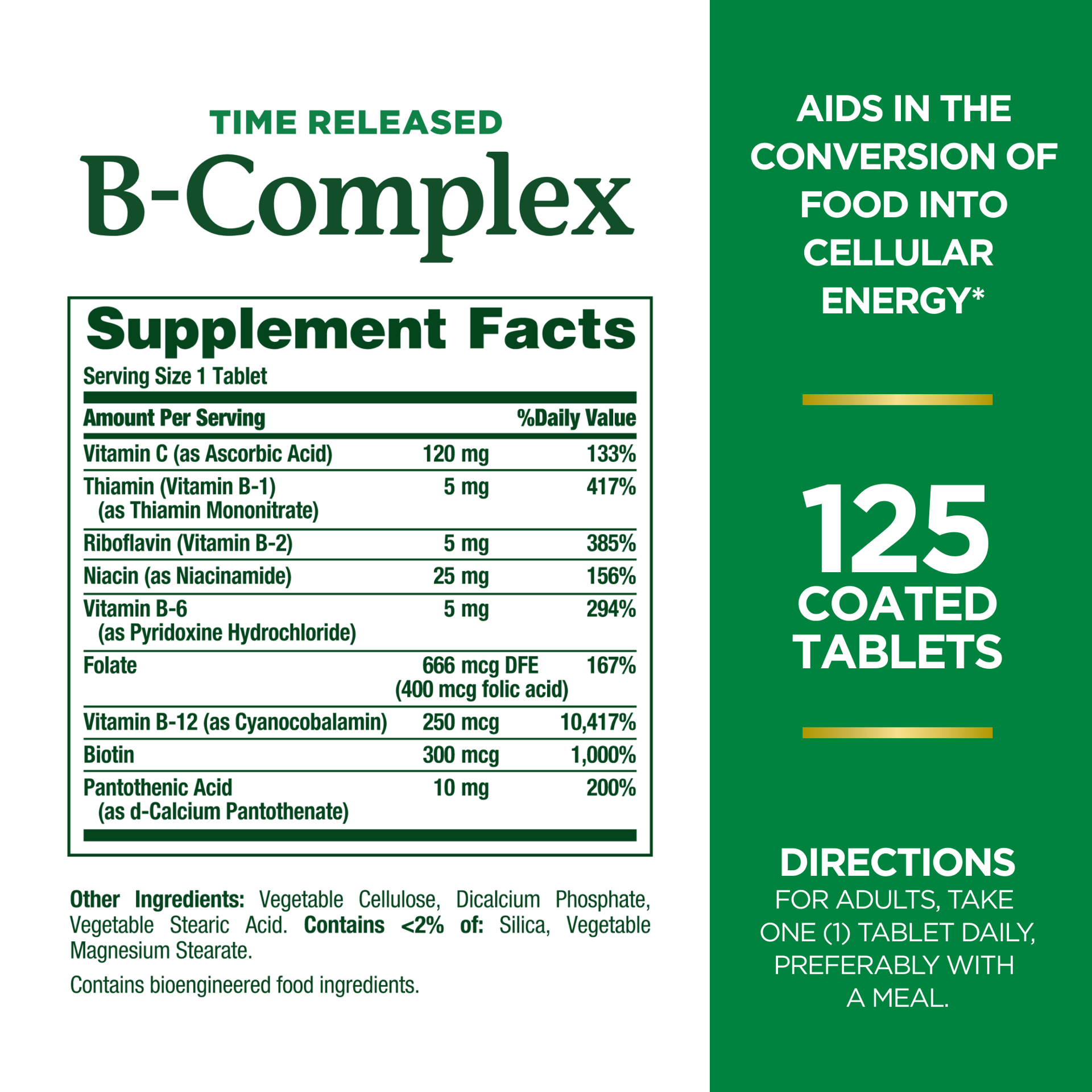 slide 3 of 5, Nature's Bounty Vitamin B-Complex Tablets + Vitamin C for Energy Metabolism, 125 Ct, 100 ct