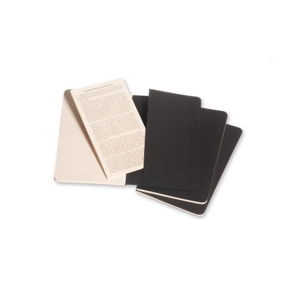 slide 6 of 6, Moleskine Pocket Notebook, Blank, 3.5" x 5.5" - Black, 3 ct