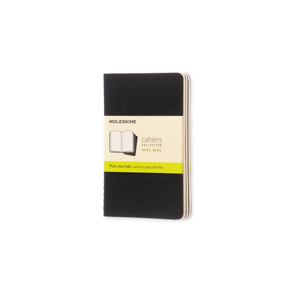 slide 1 of 6, Moleskine Pocket Notebook, Blank, 3.5" x 5.5" - Black, 3 ct