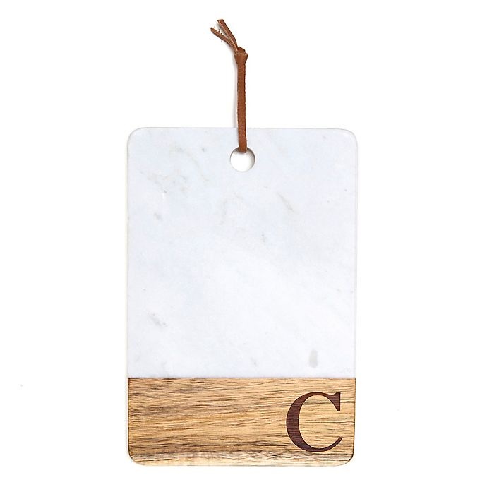 slide 1 of 2, Artisanal Kitchen Supply Monogram Letter C'' Marble and Acacia Wood Paddle Board'', 1 ct