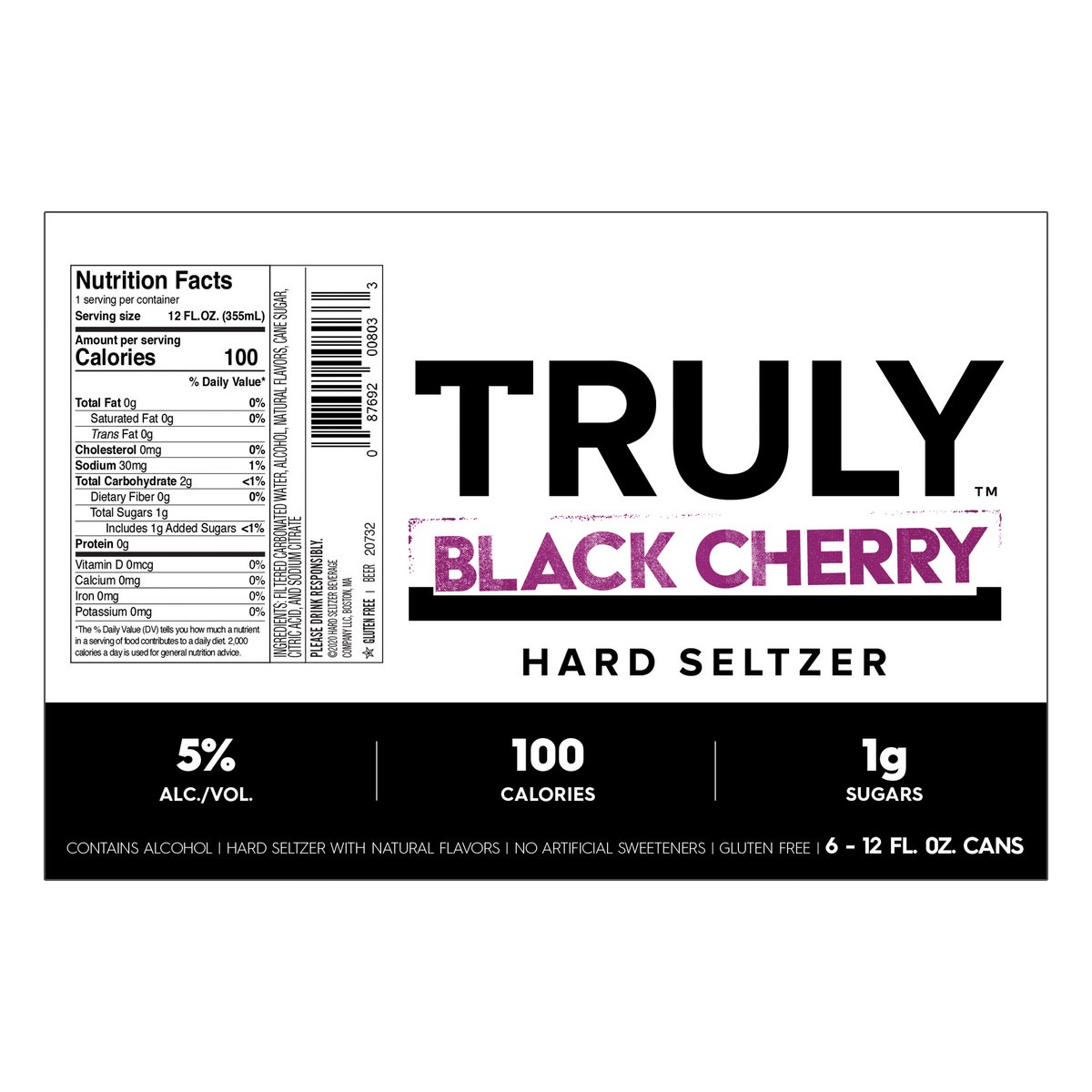 slide 6 of 7, TRULY Hard Seltzer Black Cherry, Spiked & Sparkling Water (12 fl. oz. Can, 6pk.), 6 ct; 12 oz