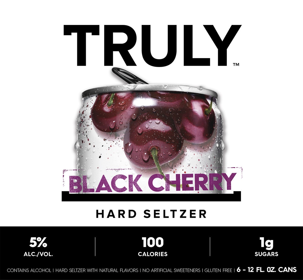 slide 4 of 7, TRULY Hard Seltzer Black Cherry, Spiked & Sparkling Water (12 fl. oz. Can, 6pk.), 6 ct; 12 oz