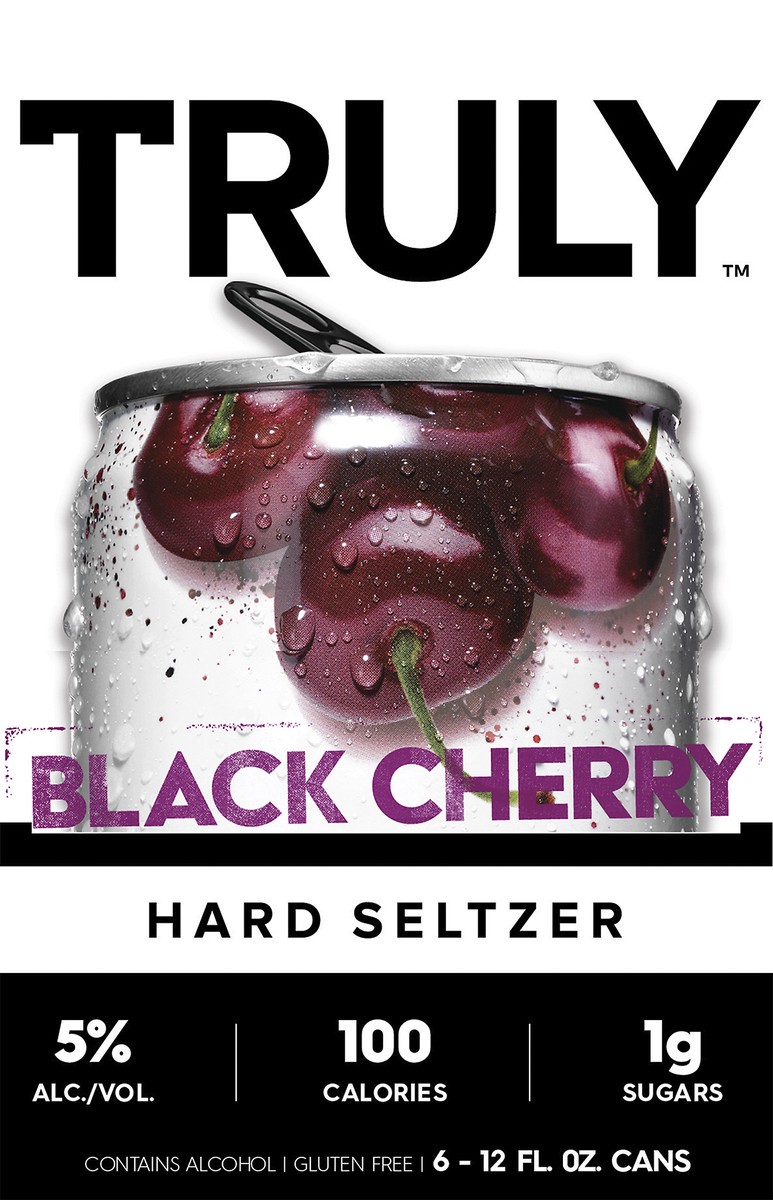 slide 2 of 7, TRULY Hard Seltzer Black Cherry, Spiked & Sparkling Water (12 fl. oz. Can, 6pk.), 6 ct; 12 oz