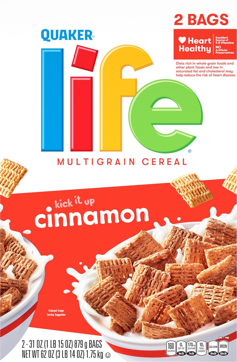 slide 3 of 6, Life Quaker Life Multigrain Cereal Cinnamon 31 Oz 2 Count, 2 ct