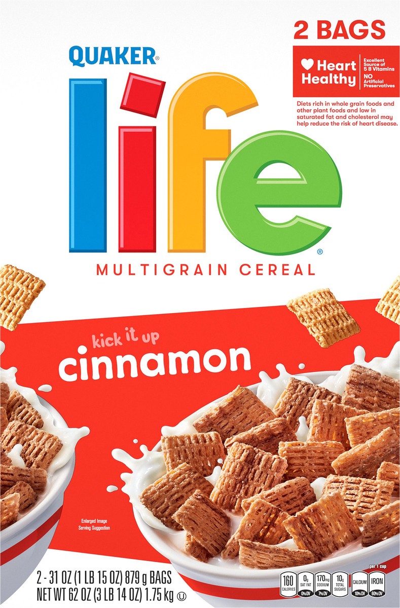 slide 1 of 6, Quaker Life Multigrain Cereal Cinnamon 31 Oz 2 Count, 2 ct; 31 oz