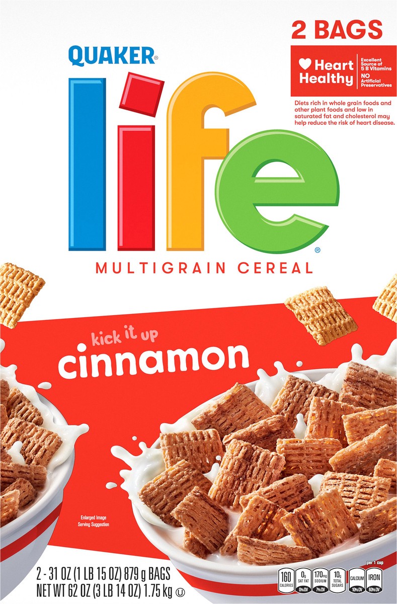 slide 1 of 6, Life Quaker Life Multigrain Cereal Cinnamon 31 Oz 2 Count, 2 ct
