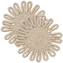 Room & Retreat Natural Braided Round Loop 2pk Trivet, 8 In