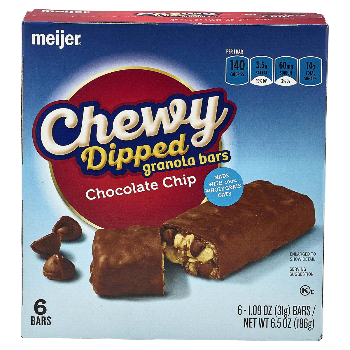 slide 1 of 6, Meijer Dipped Chewy Chocolate Chip Bar, 6.5 oz