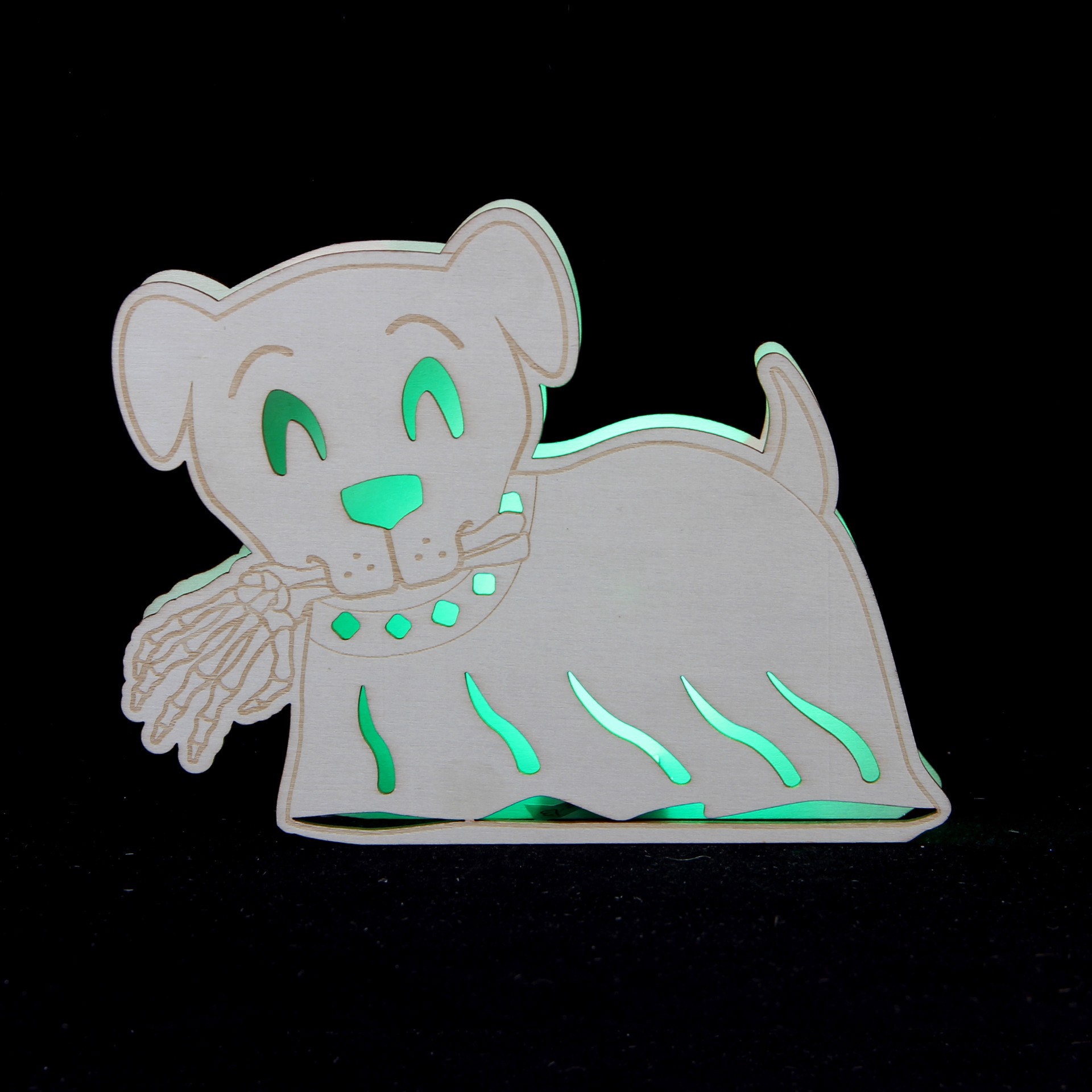 slide 3 of 3, 7.5" Dog Diy Led Plywood Decor By Make Market, 7.5 in x 5.78 in x 1.18 in