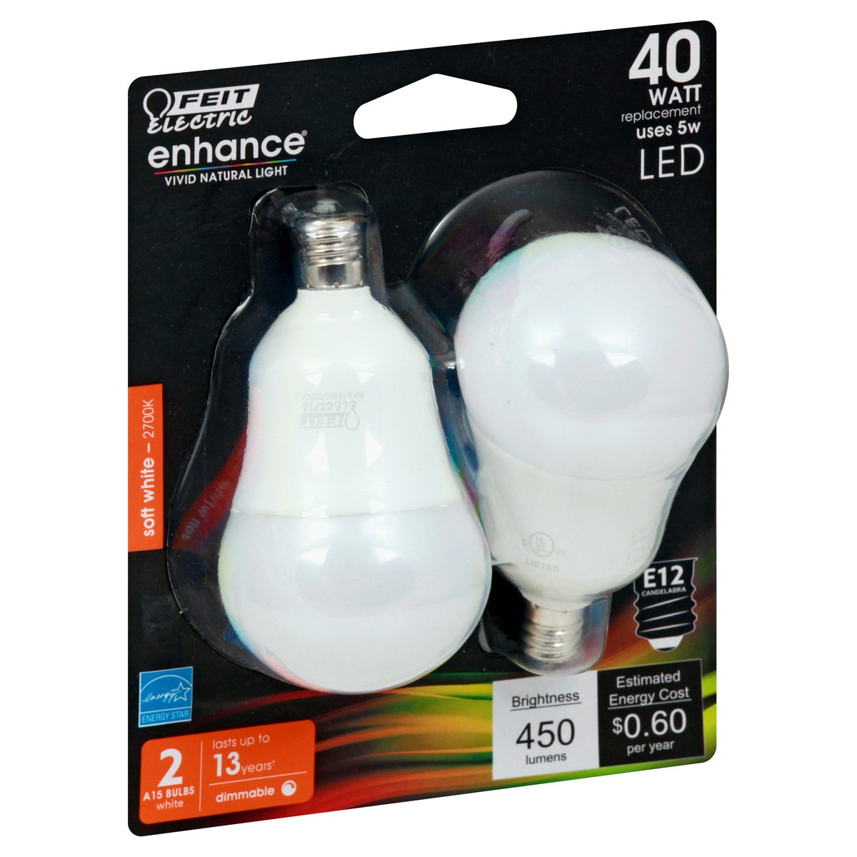 slide 5 of 8, Feit Electric Enhance 40 Watt LED Soft White Light Bulbs, 2 ct