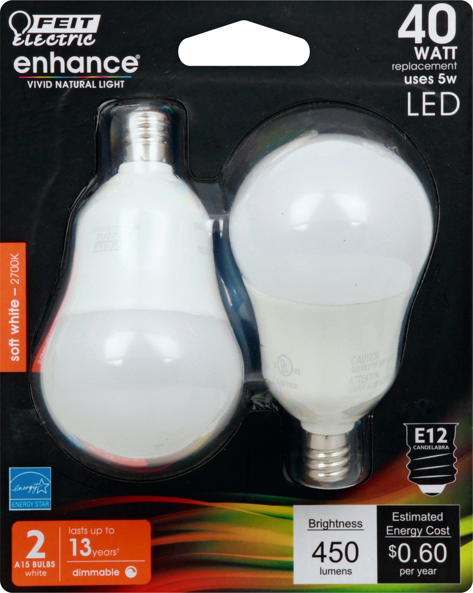 slide 7 of 8, Feit Electric Enhance 40 Watt LED Soft White Light Bulbs, 2 ct
