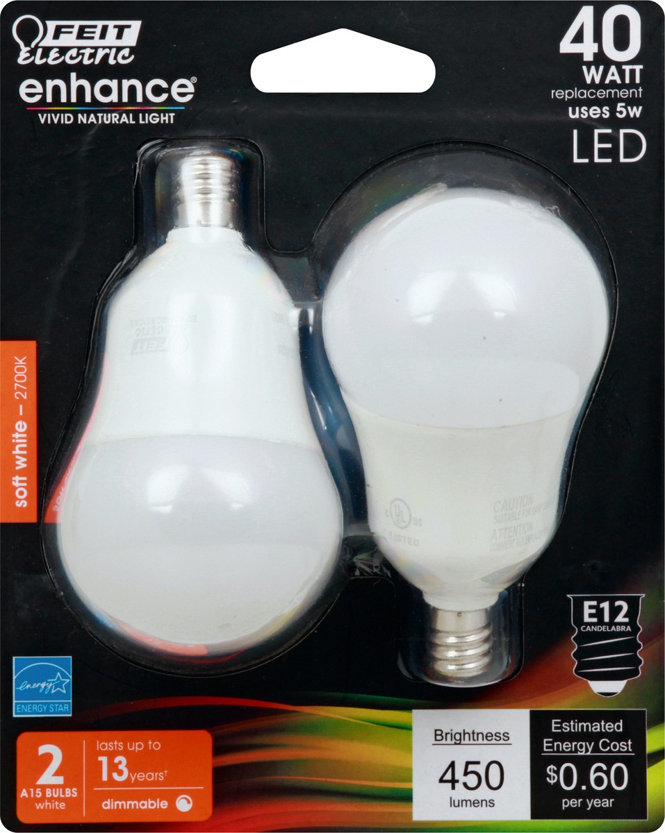 slide 2 of 8, Feit Electric Enhance 40 Watt LED Soft White Light Bulbs, 2 ct