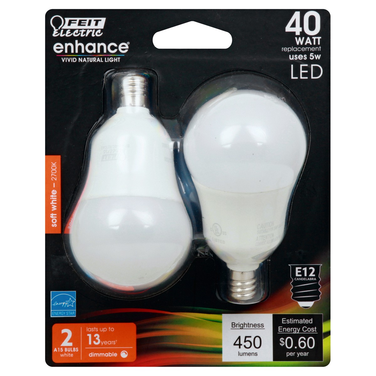 slide 1 of 8, Feit Electric Enhance 40 Watt LED Soft White Light Bulbs, 2 ct