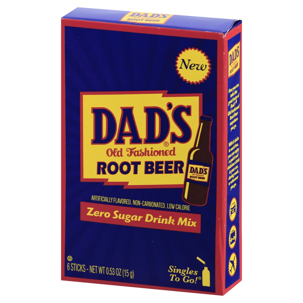 slide 3 of 9, Dad's Old Fashioned Dads Root Beer Old Fashioned Zero Sugar Singles To Go Root Beer Drink Mix 6 ea, 6 ct