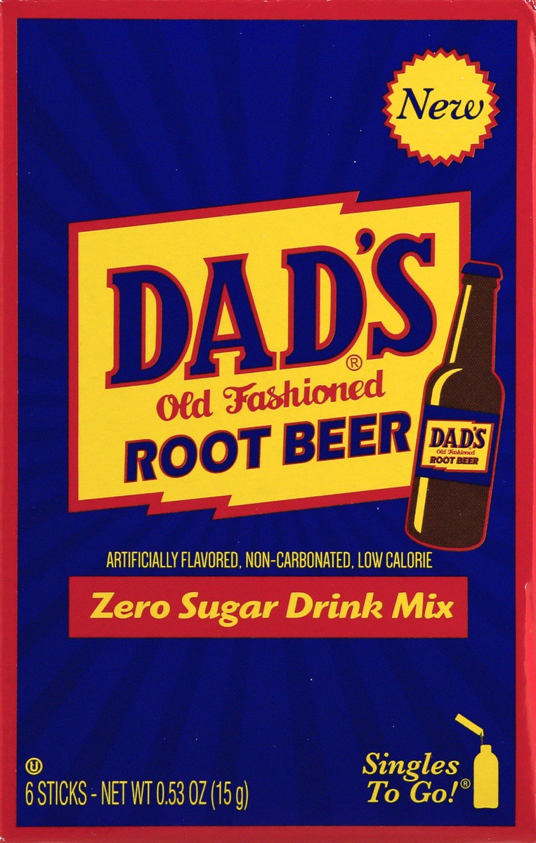 slide 6 of 9, Dad's Old Fashioned Dads Root Beer Old Fashioned Zero Sugar Singles To Go Root Beer Drink Mix 6 ea, 6 ct
