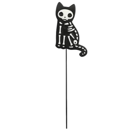 slide 1 of 3, 9" Black & White Cat Skeleton Pick By Ashland, 9 in