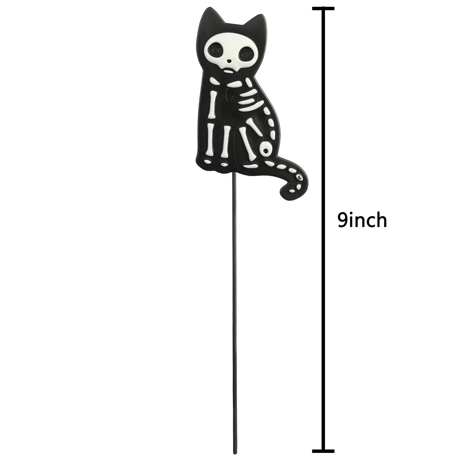 slide 3 of 3, 9" Black & White Cat Skeleton Pick By Ashland, 9 in