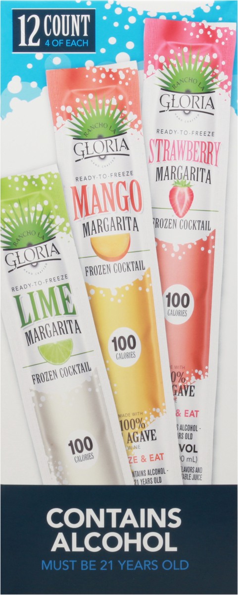 slide 3 of 14, Rancho La Gloria Margarita Variety Pack Frozen Cocktails 12-3.4 fl oz Tubes, 1.20 liter
