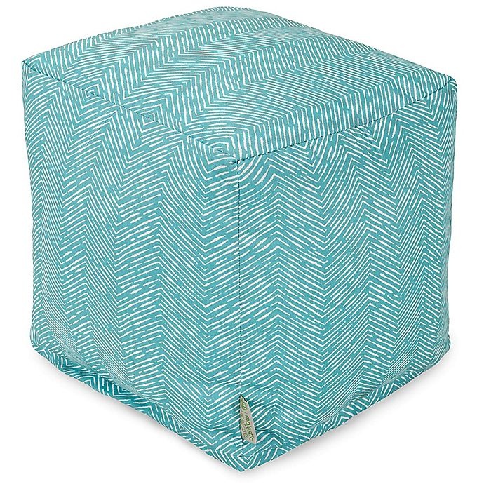 slide 1 of 6, Majestic Home Goods South West Square Indoor/Outdoor Pouf - Teal, 1 ct