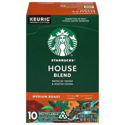 Starbucks K-Cup Coffee Pods, Medium Roast Hot or Iced Coffee, House Blend, 10 Keurig Pods