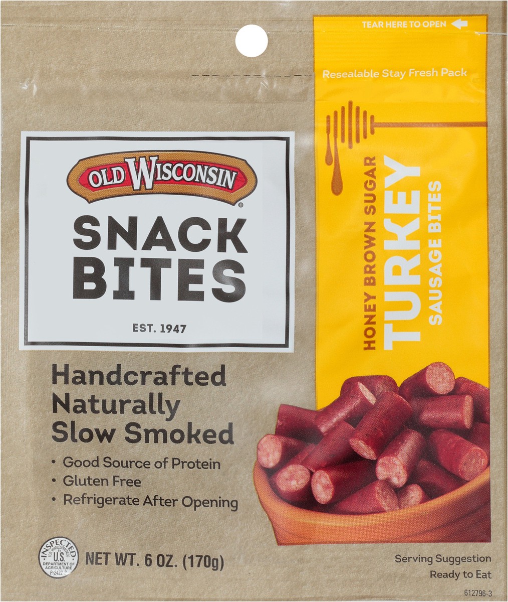 slide 4 of 7, Old Wisconsin Honey Brown Sugar Turkey Sausage Snack Bites 6 oz. Pouch, 6 oz