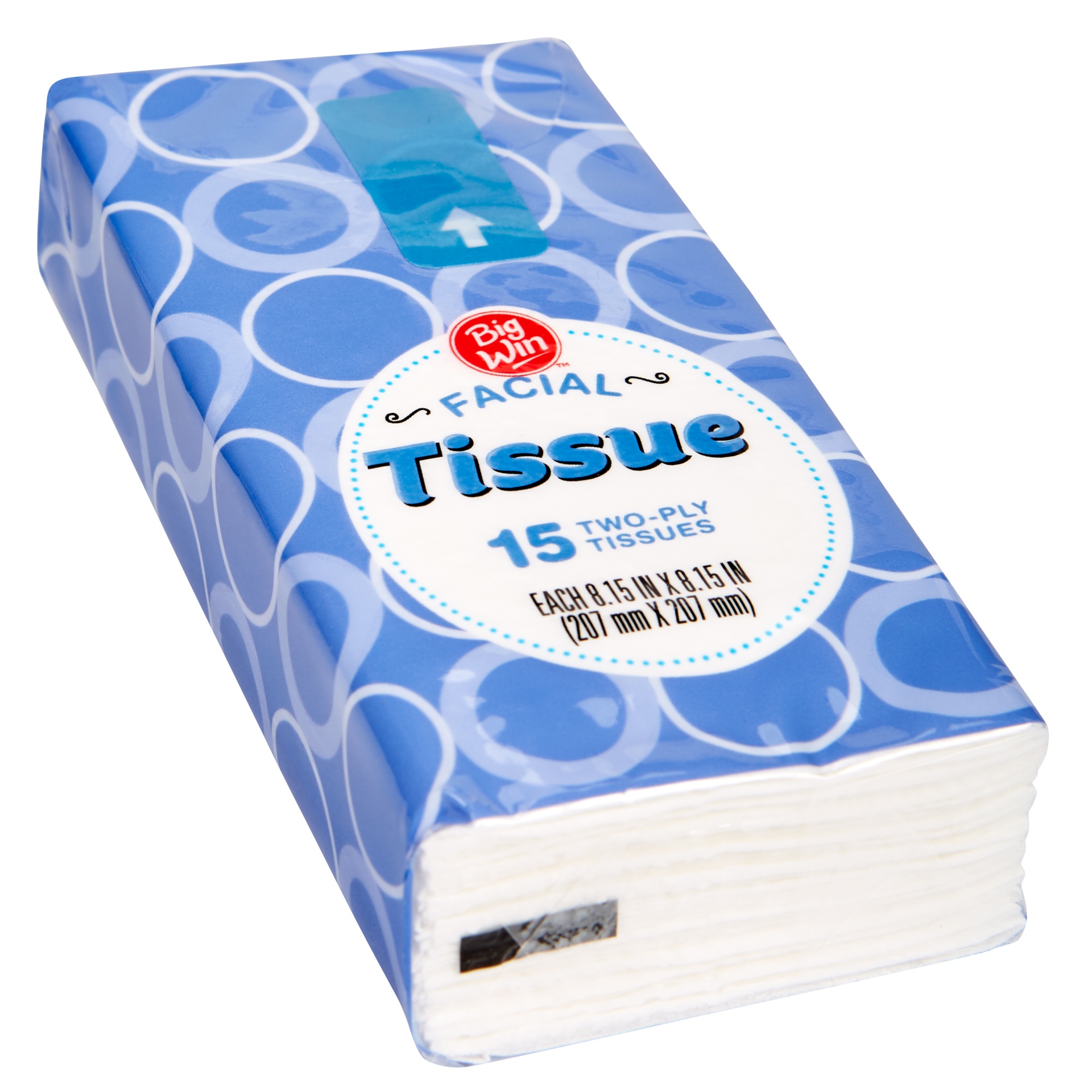 slide 1 of 1, Big Win Facial Tissues, Two-Ply, 15 tissues, 1 ct