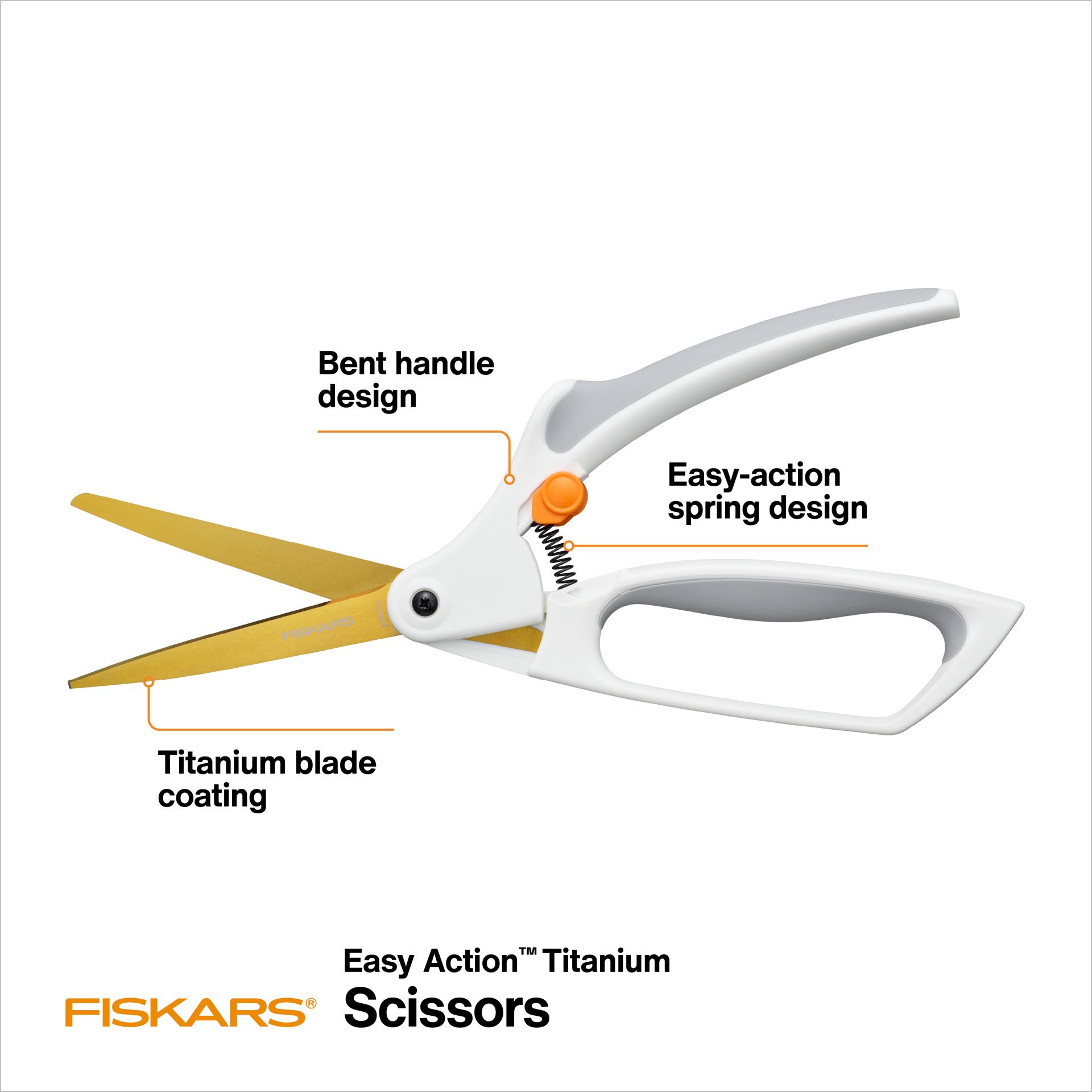 slide 2 of 6, Fiskars Easy Action No.8 Titanium Scissors, 10.3 in