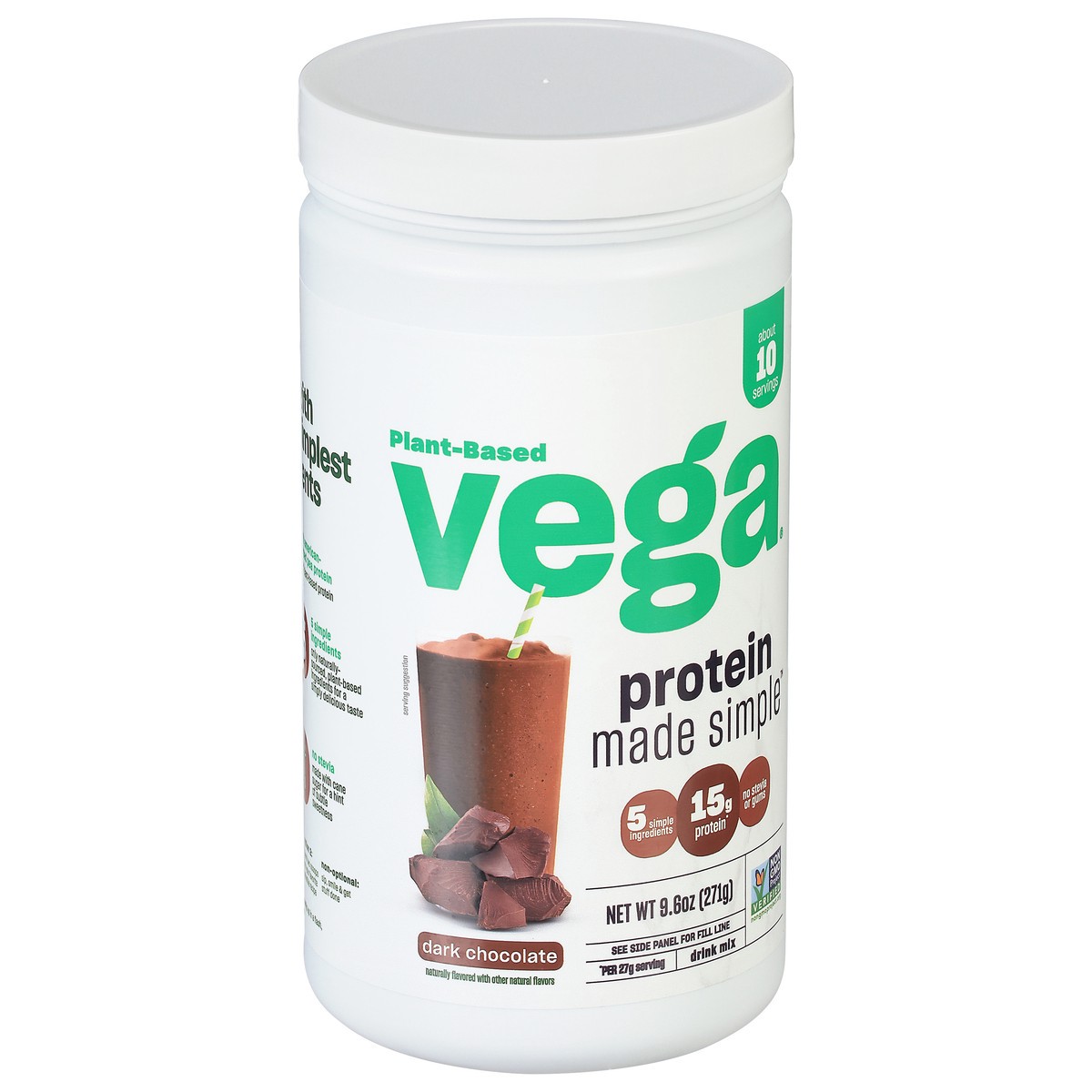 slide 2 of 9, Vega Protein Made Simple Dark Chocolate Protein Powder, 9.6 oz