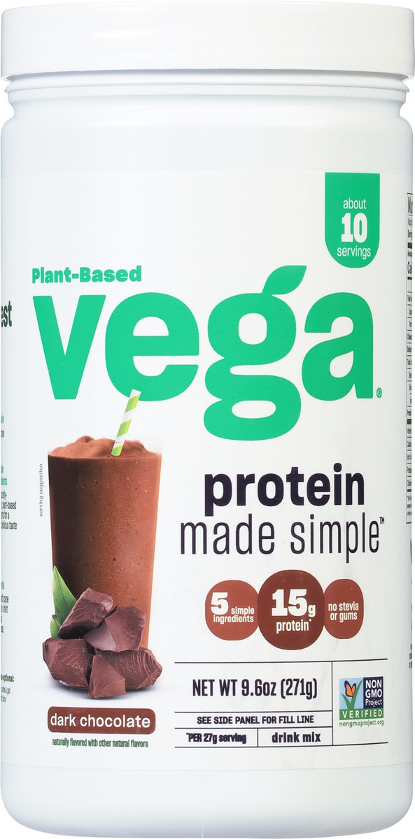 slide 6 of 9, Vega Protein Made Simple Dark Chocolate Protein Powder, 9.6 oz