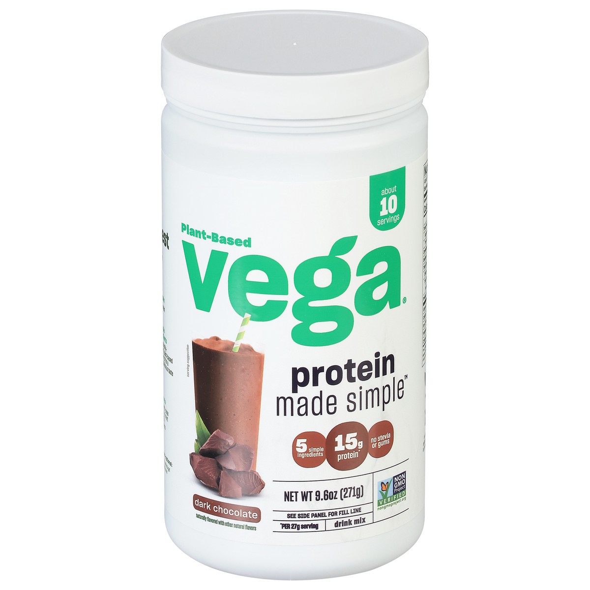 slide 1 of 9, Vega Protein Made Simple Dark Chocolate Protein Powder, 9.6 oz