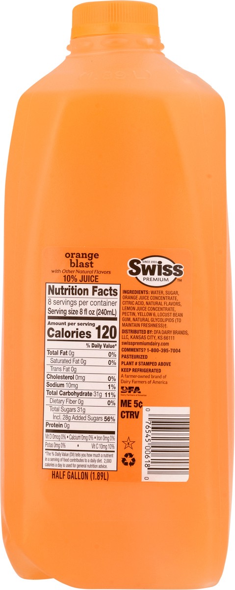 slide 11 of 13, Swiss Premium Orange Blast Fruit Drink - 1/2 gal, 1/2 gal