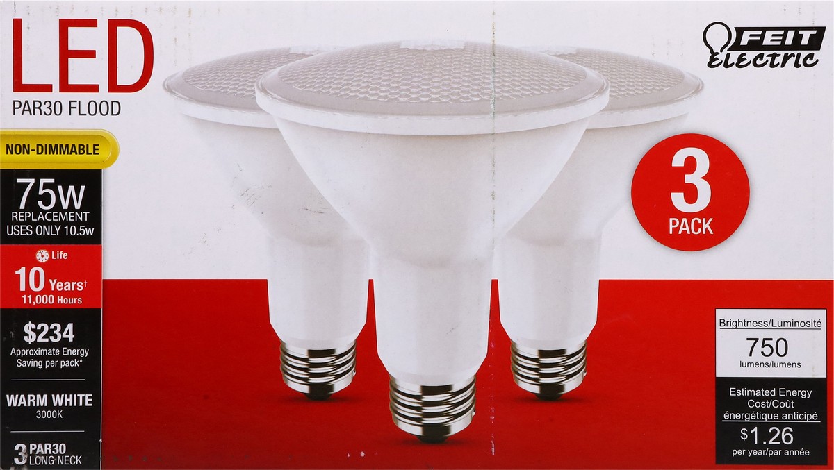 slide 3 of 12, Feit Electric 75 Watts LED Warm White Flood Bulbs 3 ea, 3 ct