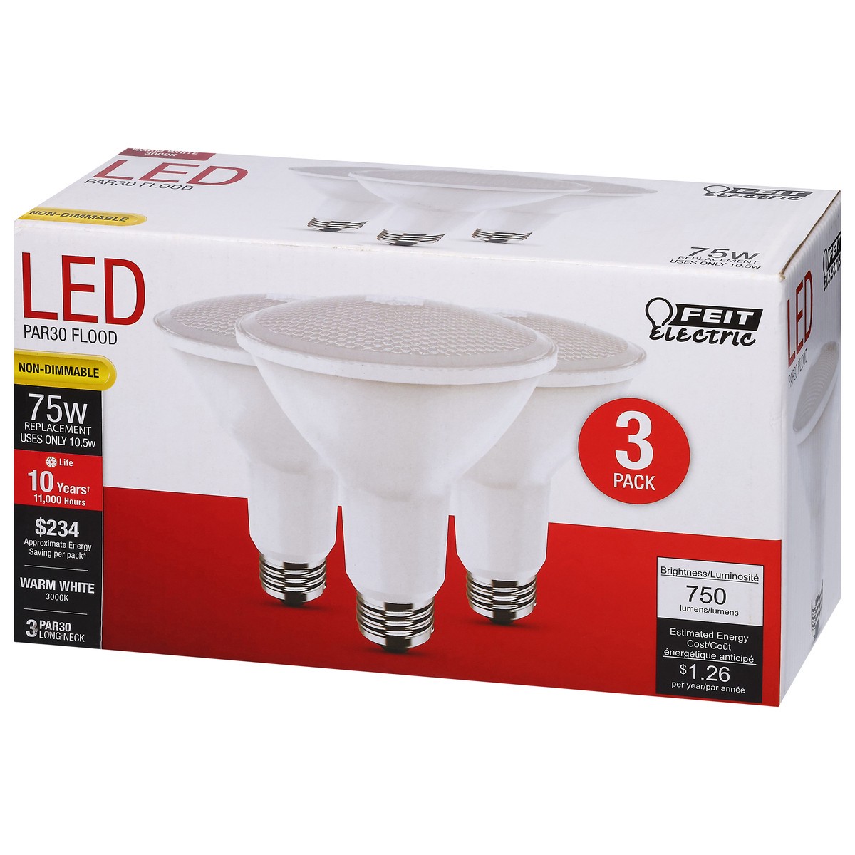 slide 8 of 12, Feit Electric 75 Watts LED Warm White Flood Bulbs 3 ea, 3 ct