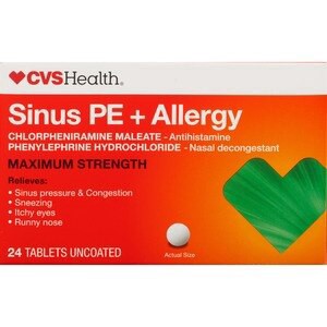 slide 1 of 1, CVS Health Maximum Strength Sinus Pe + Allergy Relief, 24 Ct, 1 ct