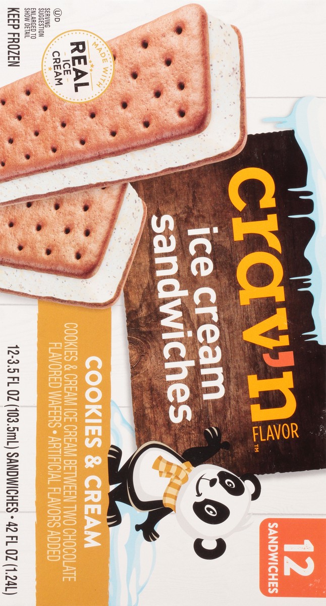 slide 9 of 9, Crav'n Flavor Cookies & Cream Ice Cream Sandwiches 12 ea, 
