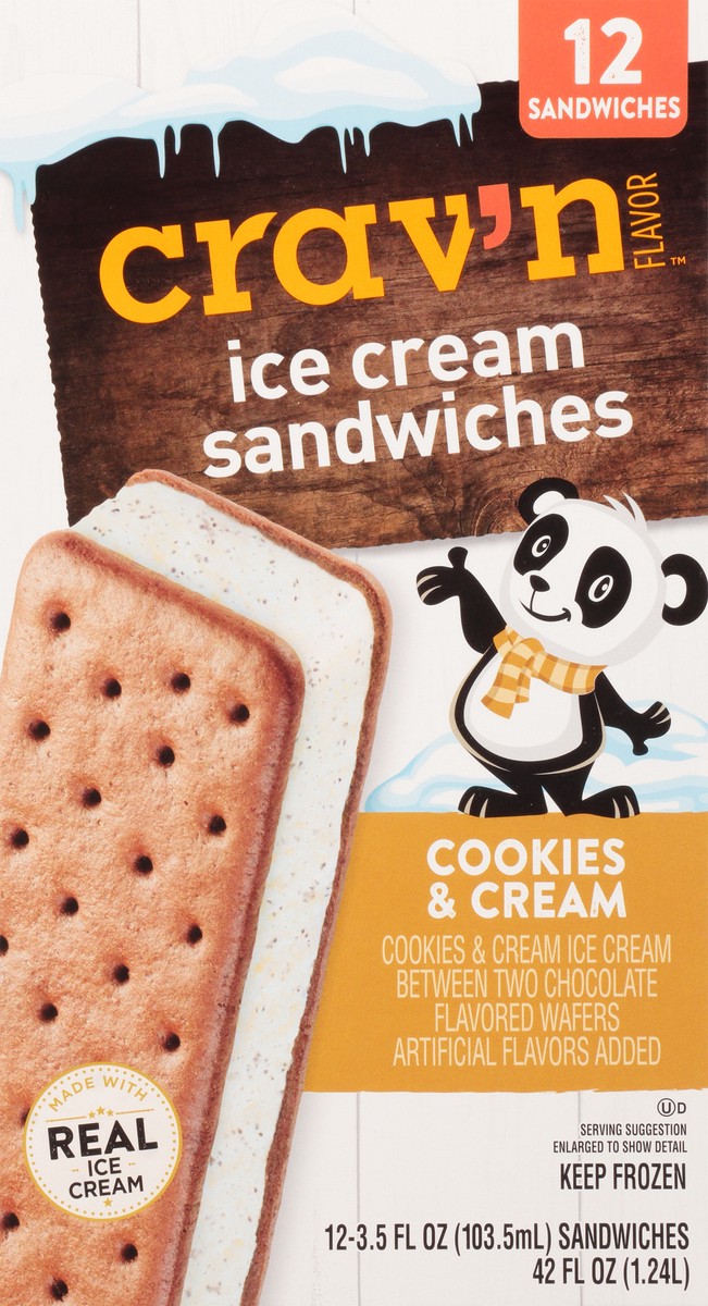 slide 8 of 9, Crav'n Flavor Cookies & Cream Ice Cream Sandwiches 12 ea, 