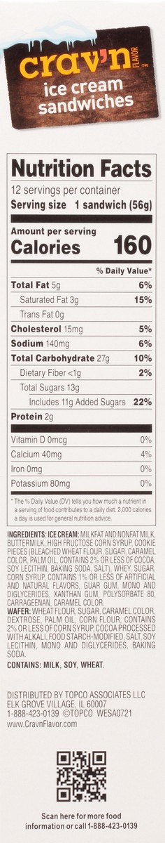 slide 4 of 9, Crav'n Flavor Cookies & Cream Ice Cream Sandwiches 12 ea, 