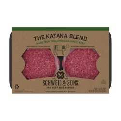 Schweid & Sons Beef Burgers, Fresh Wagyu Ground, 75%/25%, The Katana Blend