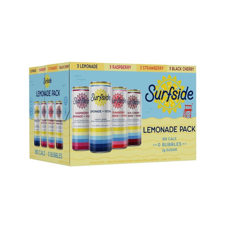 slide 1 of 6, Surfside Assorted Vodka Lemonade Pack 8 - 12 fl oz Cans, 8 ct