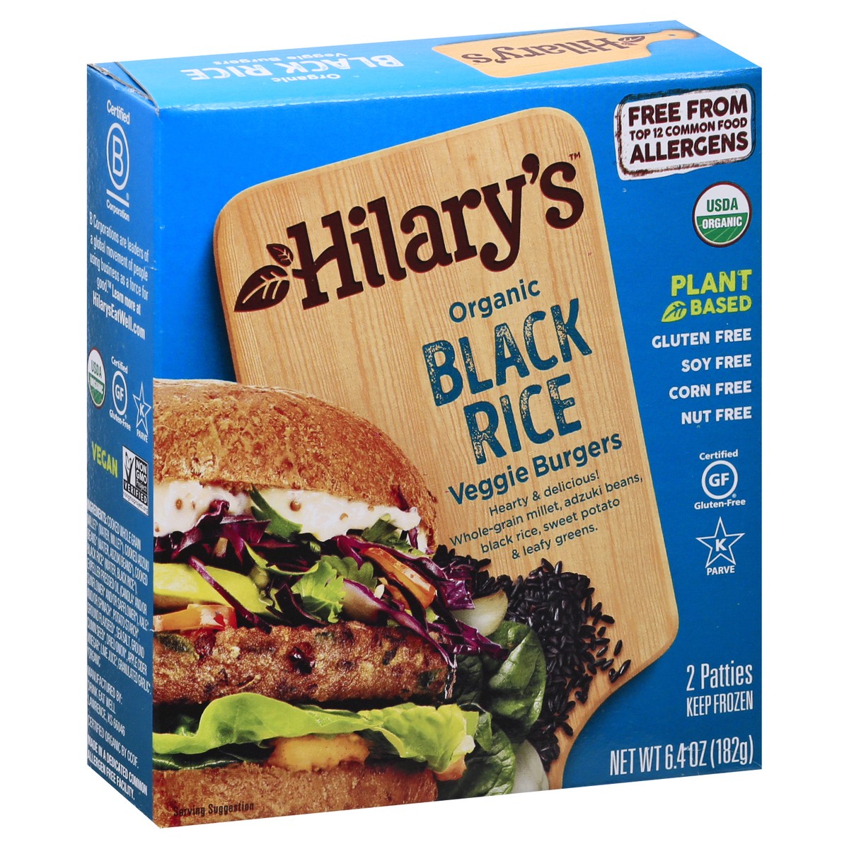 slide 8 of 9, Hilary's Organic Black Rice Veggie Burgers 2 ea, 2 ct 3.2 oz