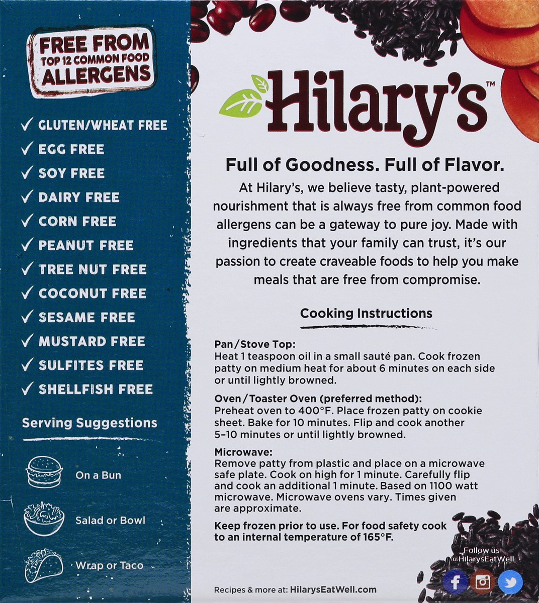 slide 9 of 9, Hilary's Organic Black Rice Veggie Burgers 2 ea, 2 ct 3.2 oz