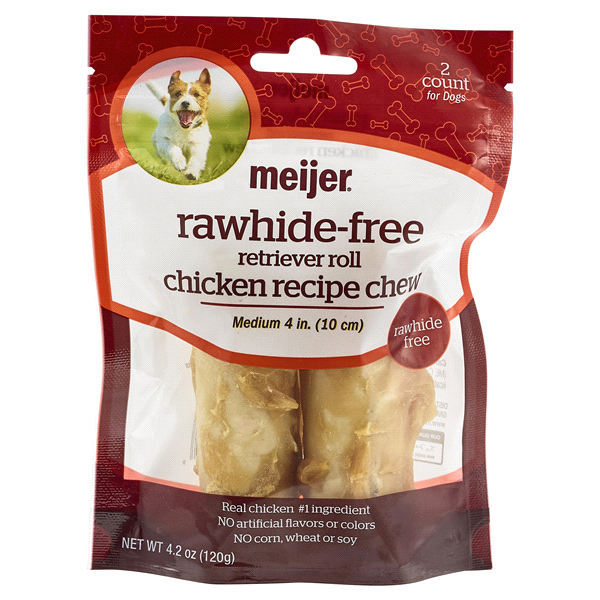 slide 1 of 1, Meijer Rawhide Free Chicken Recipe Retriever Rolls - Medium, 2 ct