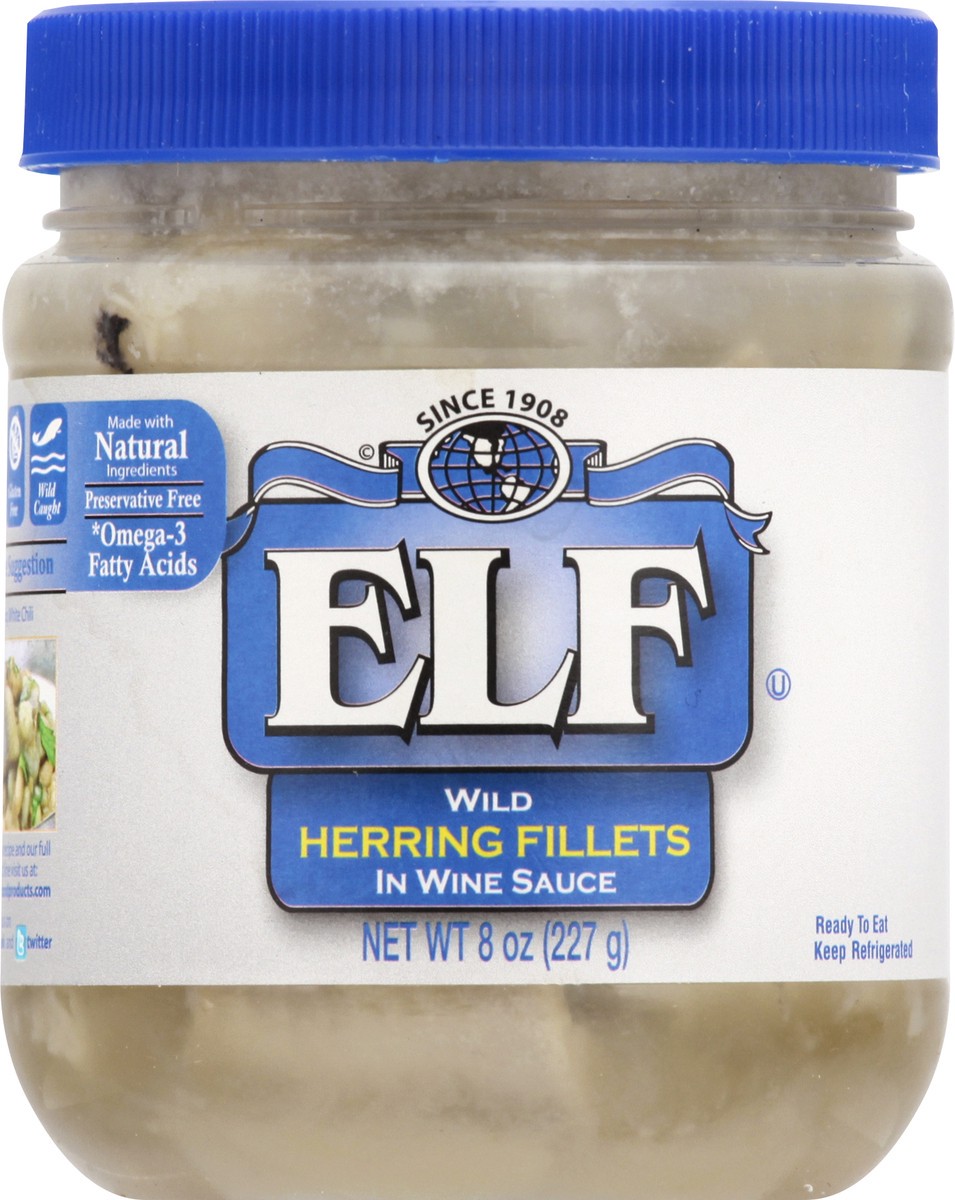 slide 12 of 13, e.l.f. Wild In Wine Sauce Herring Fillets 8 oz, 8 oz