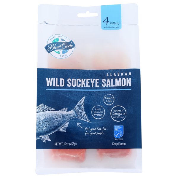 slide 1 of 1, Blue Circle Wild Caught Sockeye Keta Salmon Portions, 1 ct